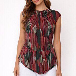 Maiyet Multicolor Printed Silk Sleeveless Blouse Crew Neck Size 36 4